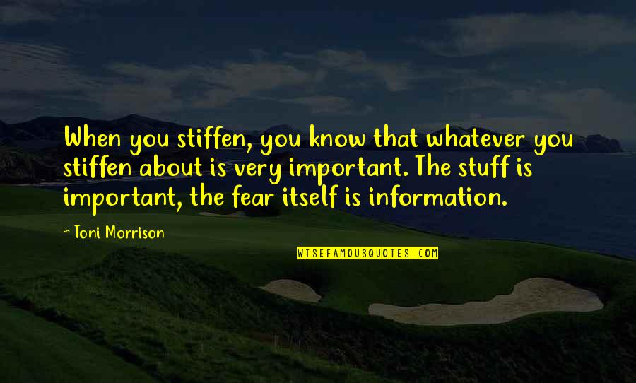Stiffen Quotes By Toni Morrison: When you stiffen, you know that whatever you Stiffen Quotes By Toni Morrison: When you stiffen, you know that whatever you