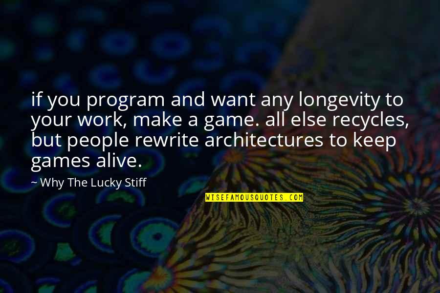 Stiff's Quotes By Why The Lucky Stiff: if you program and want any longevity to