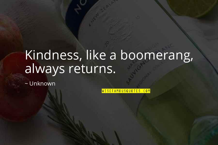 Stifles Greenwood Quotes By Unknown: Kindness, like a boomerang, always returns.