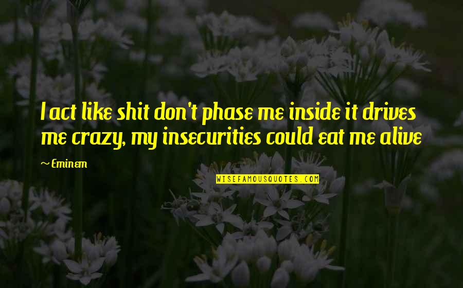 Still Being Here Quotes By Eminem: I act like shit don't phase me inside