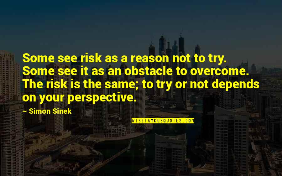 Still Being Here Quotes By Simon Sinek: Some see risk as a reason not to