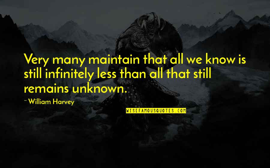 Still Remains Quotes By William Harvey: Very many maintain that all we know is