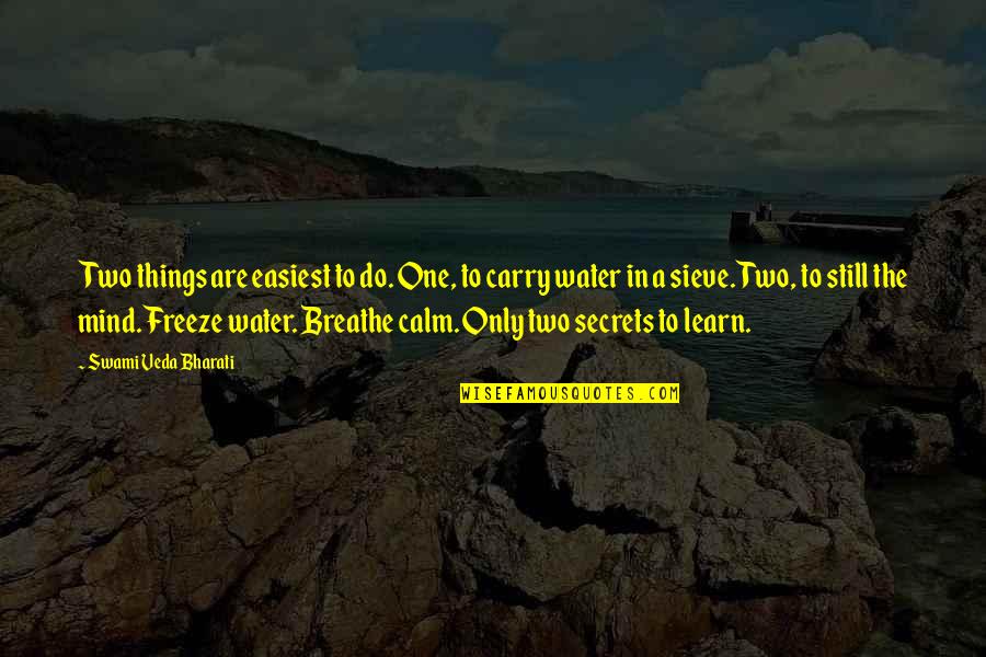 Still The Mind Quotes By Swami Veda Bharati: Two things are easiest to do. One, to Still The Mind Quotes By Swami Veda Bharati: Two things are easiest to do. One, to