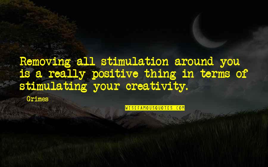 Stimulation Quotes By Grimes: Removing all stimulation around you is a really