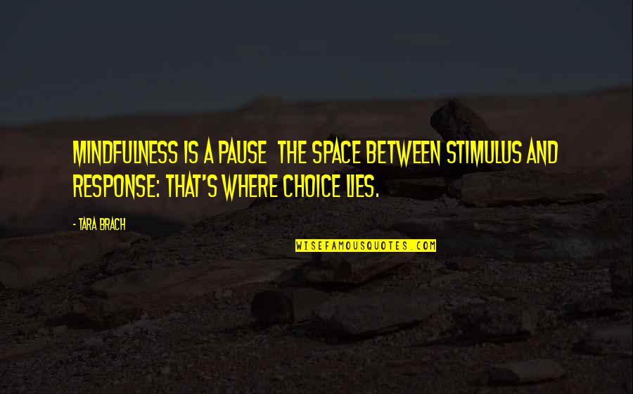 Stimulus Quotes By Tara Brach: Mindfulness is a pause the space between stimulus