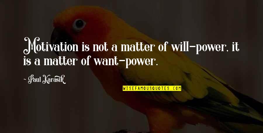 Stimulus Seeking Quotes By Paul Karasik: Motivation is not a matter of will-power, it