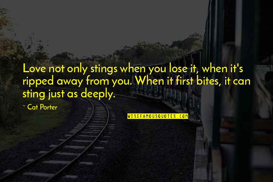 Sting Quotes By Cat Porter: Love not only stings when you lose it,