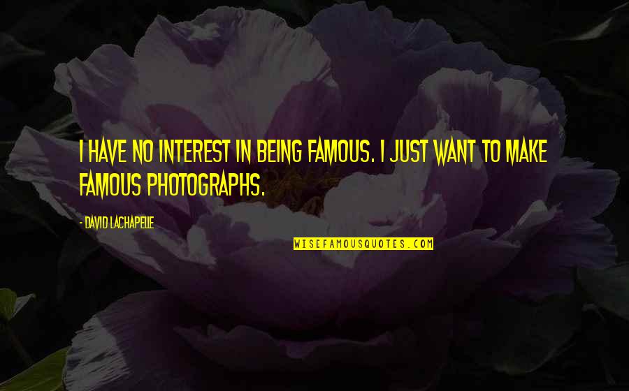Stingers Restaurant Quotes By David LaChapelle: I have no interest in being famous. I