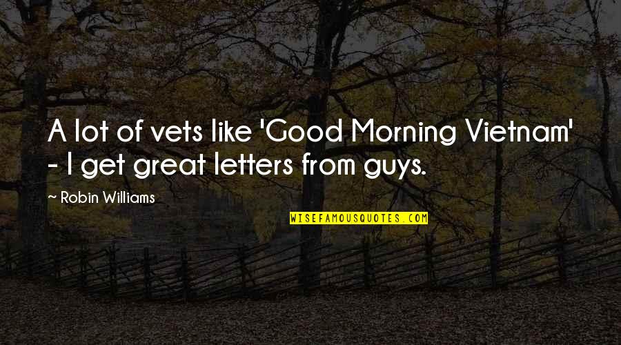 Stingily Quotes By Robin Williams: A lot of vets like 'Good Morning Vietnam'