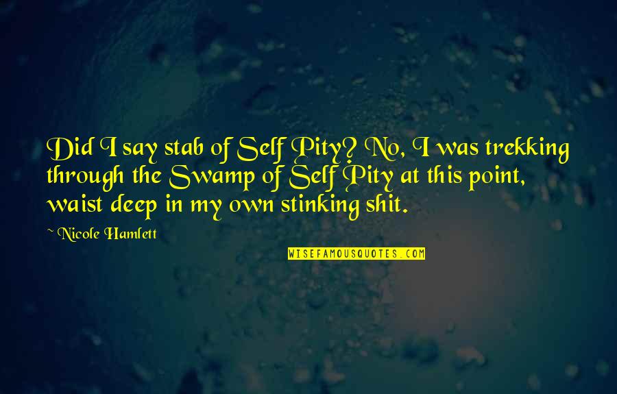 Stinking Quotes By Nicole Hamlett: Did I say stab of Self Pity? No,