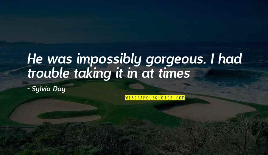 Stippeltje Quotes By Sylvia Day: He was impossibly gorgeous. I had trouble taking