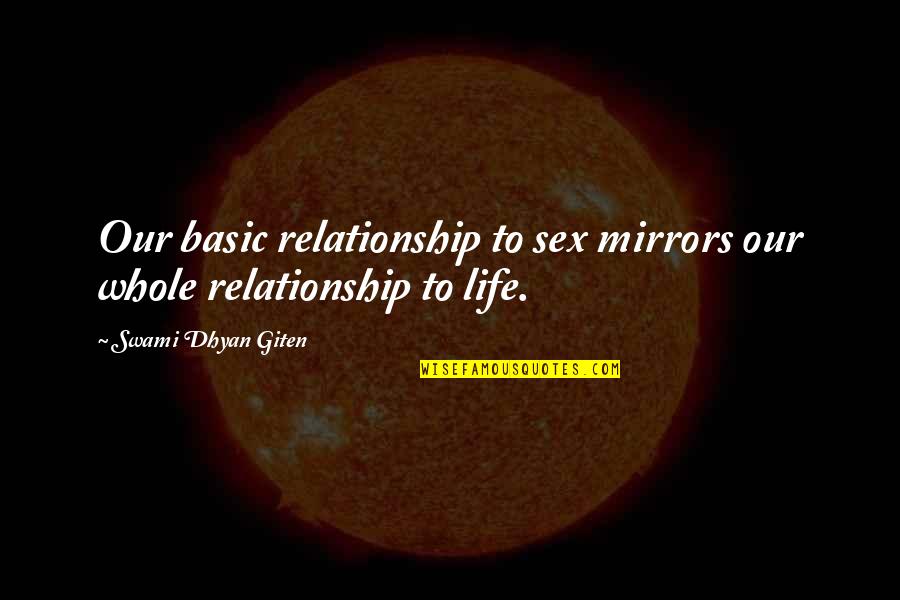 Stirea Ta Quotes By Swami Dhyan Giten: Our basic relationship to sex mirrors our whole Stirea Ta Quotes By Swami Dhyan Giten: Our basic relationship to sex mirrors our whole
