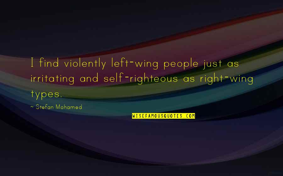 Stitchless Handbags Quotes By Stefan Mohamed: I find violently left-wing people just as irritating