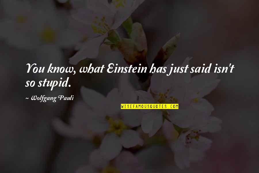 Sto Kalo Quotes By Wolfgang Pauli: You know, what Einstein has just said isn't