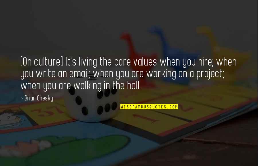 Stockholm Syndrome Quotes By Brian Chesky: [On culture] It's living the core values when