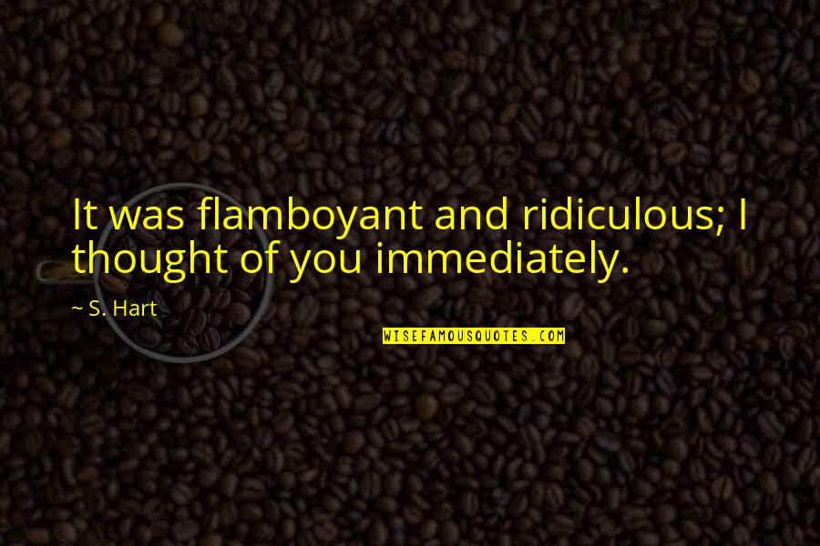 Stocking Company Quotes By S. Hart: It was flamboyant and ridiculous; I thought of