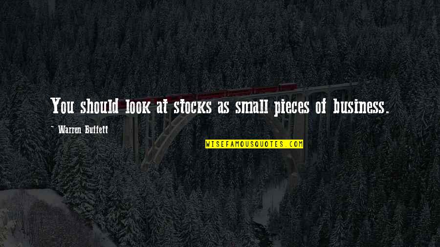 Stocks From Warren Buffett Quotes By Warren Buffett: You should look at stocks as small pieces