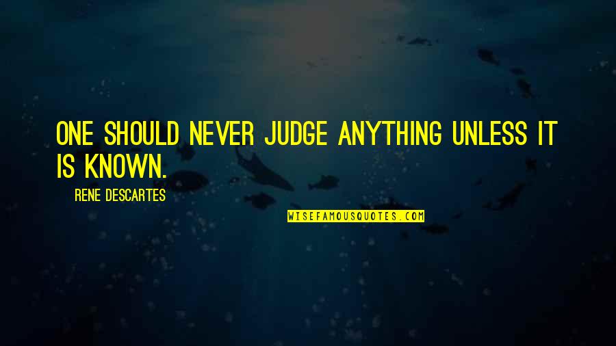 Stoetzel Tallahassee Quotes By Rene Descartes: One should never judge anything unless it is