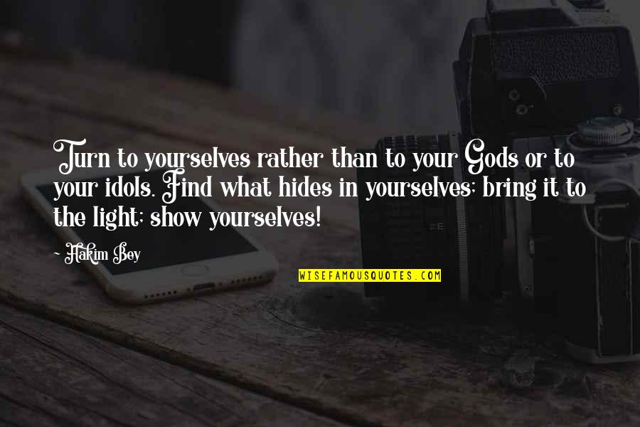 Stokomak Quotes By Hakim Bey: Turn to yourselves rather than to your Gods Stokomak Quotes By Hakim Bey: Turn to yourselves rather than to your Gods