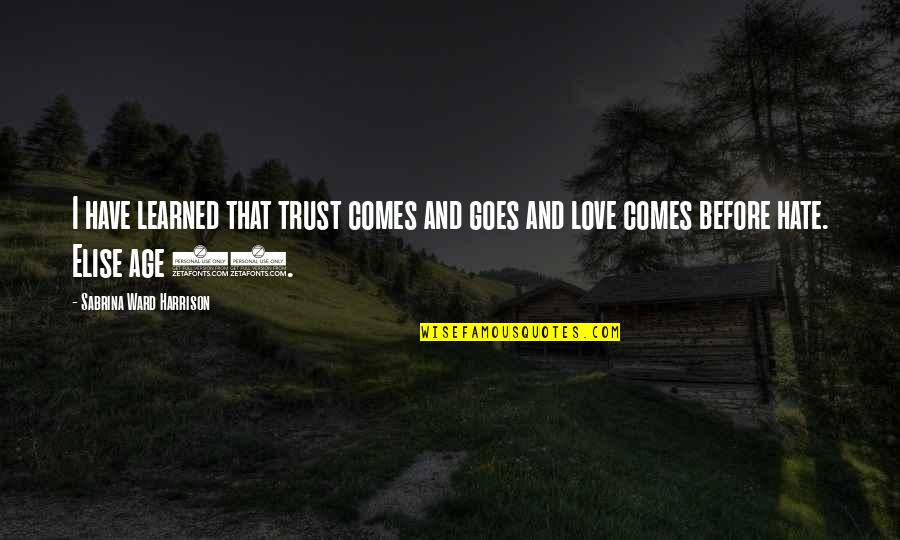Stolberg In Plantation Quotes By Sabrina Ward Harrison: I have learned that trust comes and goes Stolberg In Plantation Quotes By Sabrina Ward Harrison: I have learned that trust comes and goes