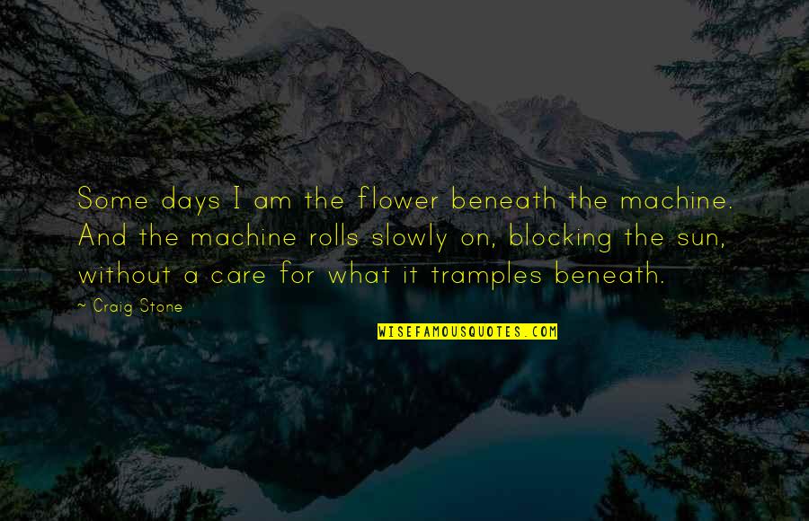 Stone And Flower Quotes By Craig Stone: Some days I am the flower beneath the Stone And Flower Quotes By Craig Stone: Some days I am the flower beneath the