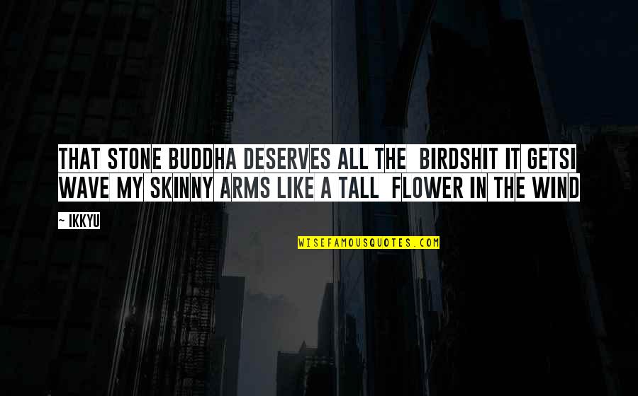 Stone And Flower Quotes By Ikkyu: That stone Buddha deserves all the birdshit it Stone And Flower Quotes By Ikkyu: That stone Buddha deserves all the birdshit it