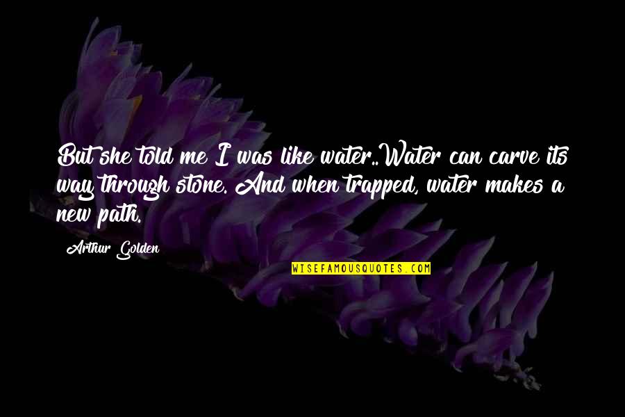 Stone And Water Quotes By Arthur Golden: But she told me I was like water..Water