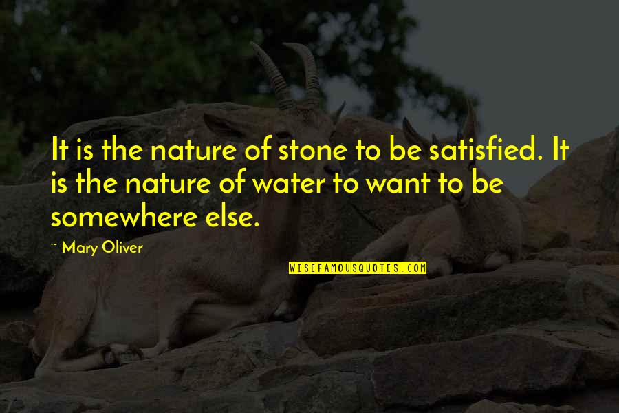 Stone And Water Quotes By Mary Oliver: It is the nature of stone to be