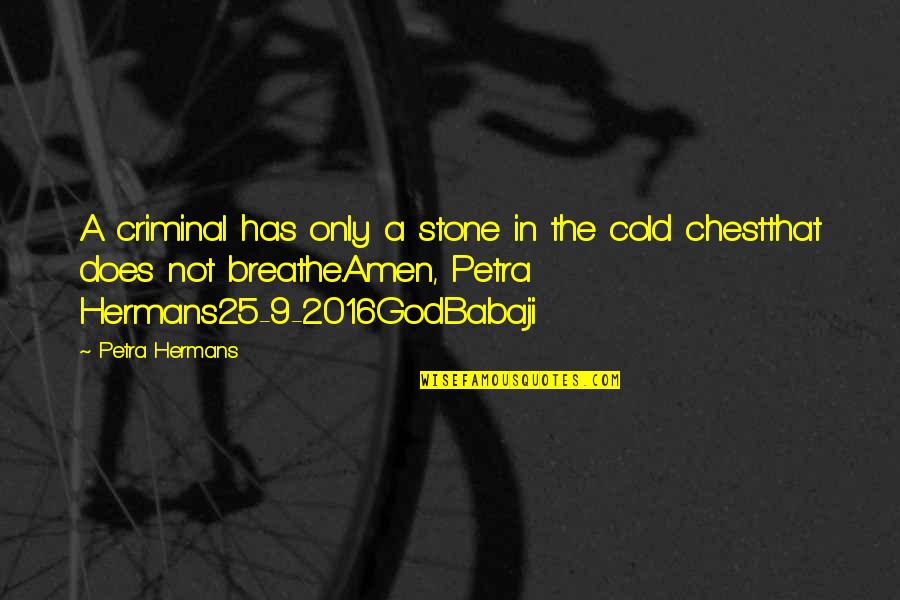 Stone Cold Quotes By Petra Hermans: A criminal has only a stone in the