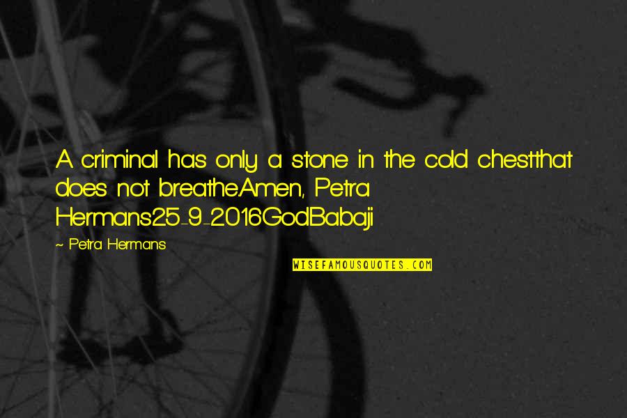 Stone In Quotes By Petra Hermans: A criminal has only a stone in the Stone In Quotes By Petra Hermans: A criminal has only a stone in the