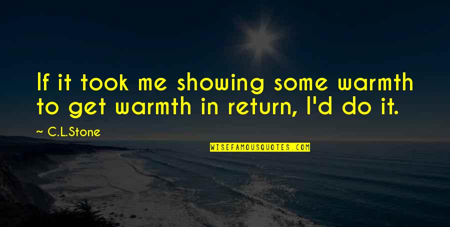 Stone Inspirational Quotes By C.L.Stone: If it took me showing some warmth to