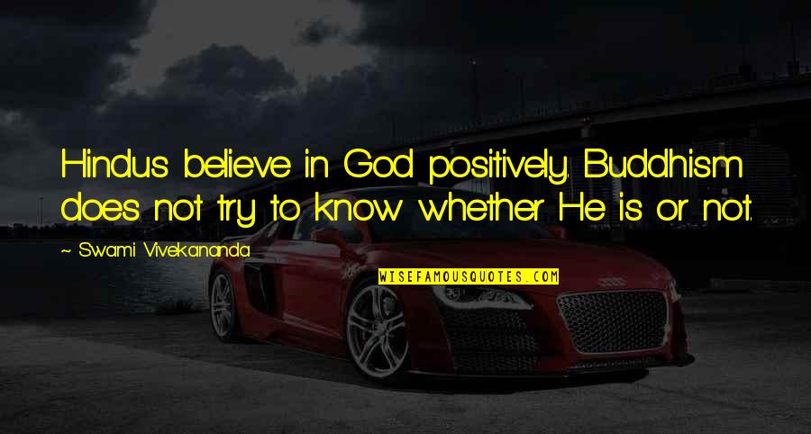 Stoneman Douglas Quotes By Swami Vivekananda: Hindus believe in God positively. Buddhism does not