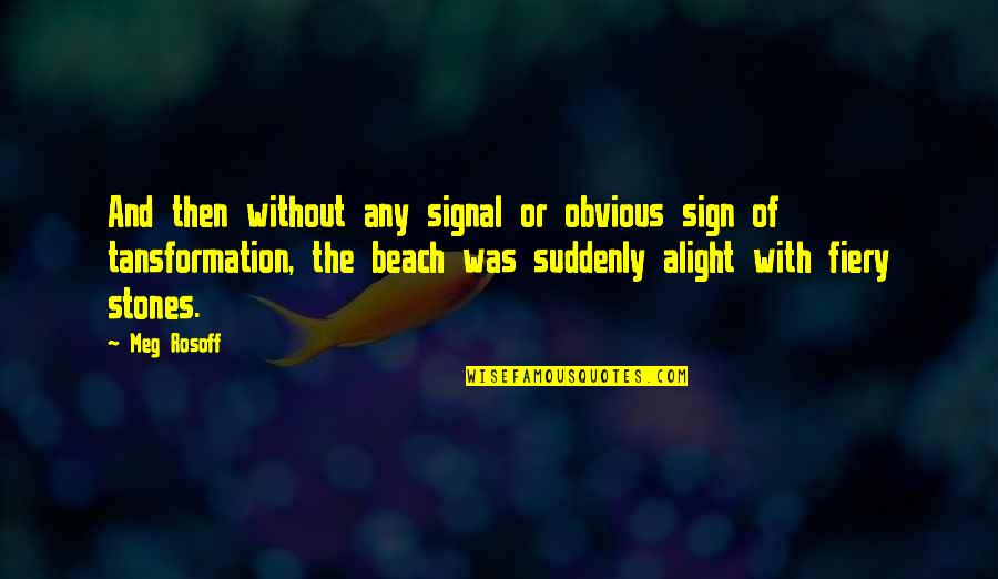 Stones With Quotes By Meg Rosoff: And then without any signal or obvious sign Stones With Quotes By Meg Rosoff: And then without any signal or obvious sign