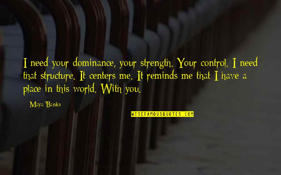 Stoneteller Quotes By Maya Banks: I need your dominance, your strength. Your control.