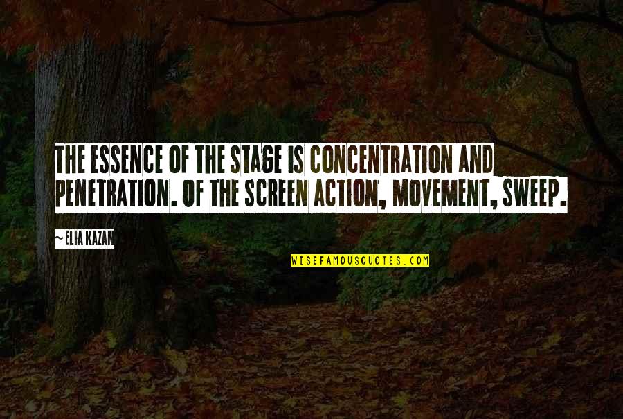 Stoneybridge Absolutely Quotes By Elia Kazan: The essence of the stage is concentration and