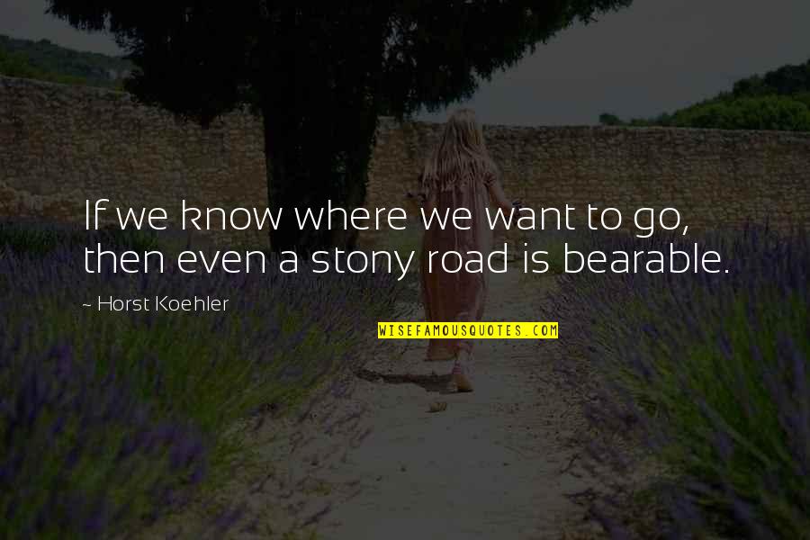 Stony Quotes By Horst Koehler: If we know where we want to go,