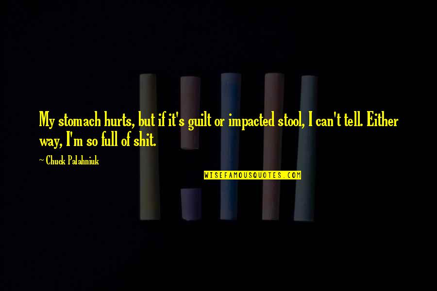 Stool Quotes By Chuck Palahniuk: My stomach hurts, but if it's guilt or