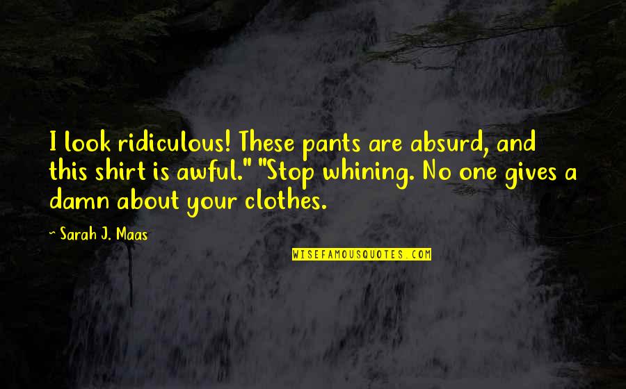 Stop And Look Quotes By Sarah J. Maas: I look ridiculous! These pants are absurd, and