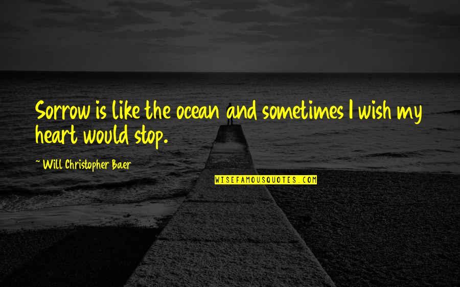 Stop And Quotes By Will Christopher Baer: Sorrow is like the ocean and sometimes I