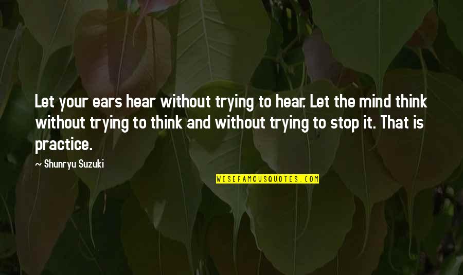 Stop And Think Quotes By Shunryu Suzuki: Let your ears hear without trying to hear.