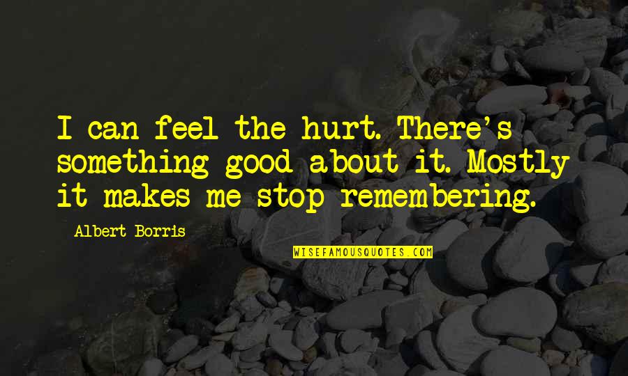 Stop Depression Quotes By Albert Borris: I can feel the hurt. There's something good