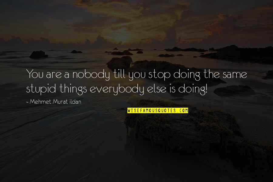 Stop Doing Stupid Things Quotes By Mehmet Murat Ildan: You are a nobody till you stop doing