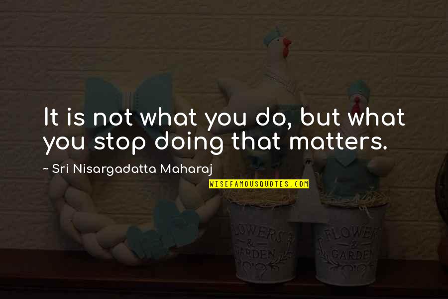 Stop Doing That Quotes By Sri Nisargadatta Maharaj: It is not what you do, but what