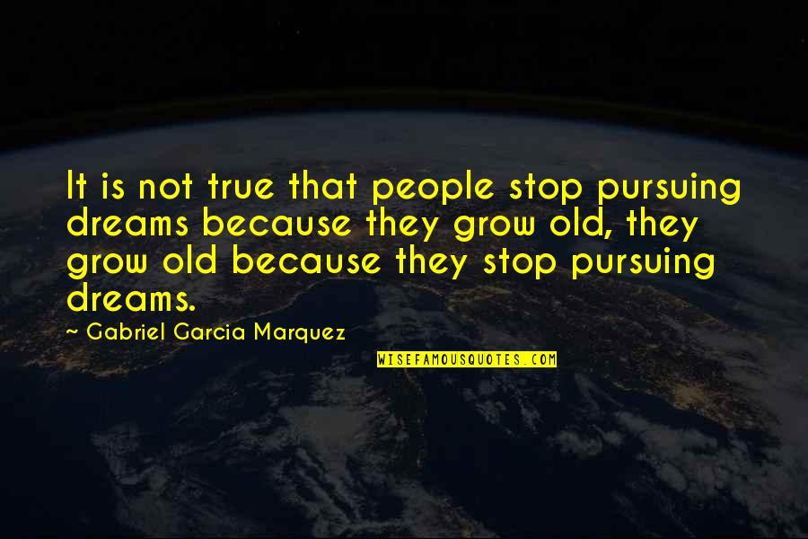 Stop Growing Quotes By Gabriel Garcia Marquez: It is not true that people stop pursuing