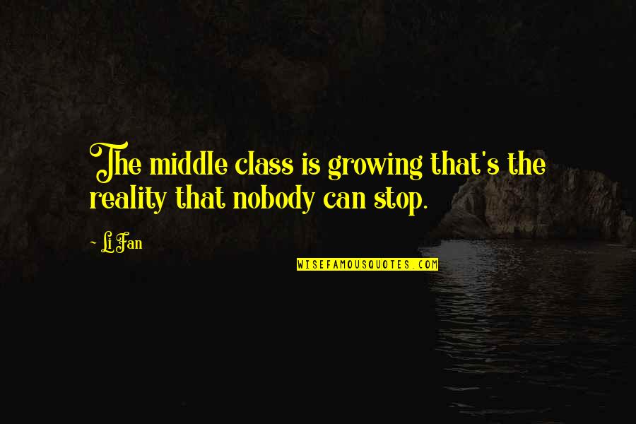 Stop Growing Quotes By Li Fan: The middle class is growing that's the reality