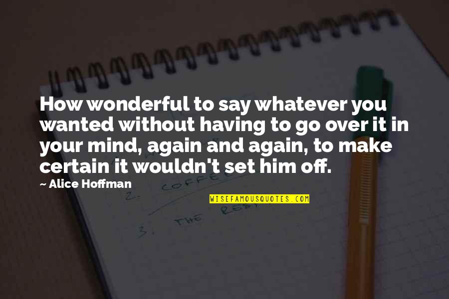 Stop Hating Me Quotes By Alice Hoffman: How wonderful to say whatever you wanted without