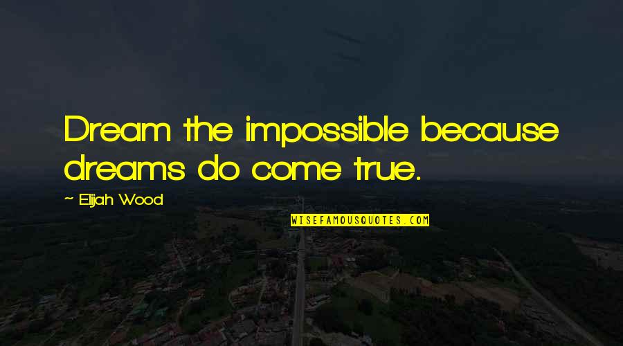 Stop Name Calling Quotes By Elijah Wood: Dream the impossible because dreams do come true.