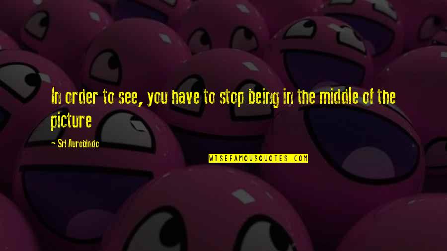 Stop Order Quotes By Sri Aurobindo: In order to see, you have to stop