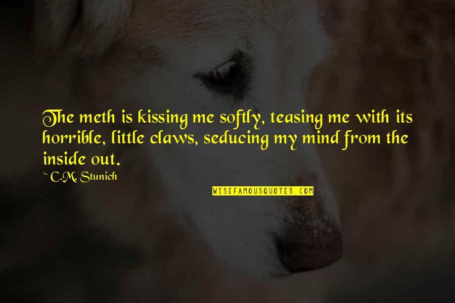 Stop Protesting Quotes By C.M. Stunich: The meth is kissing me softly, teasing me