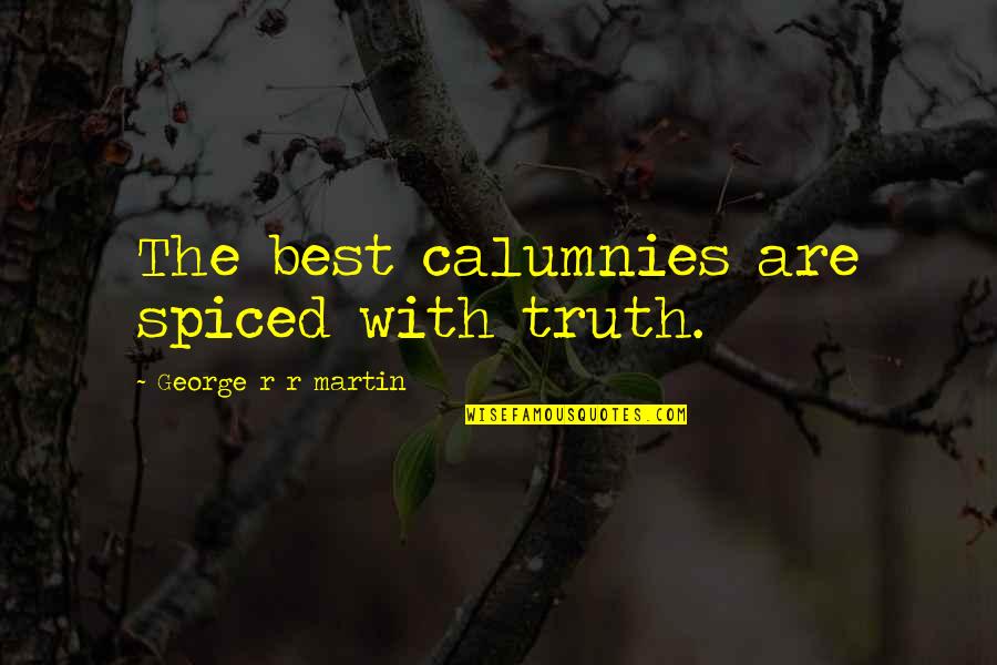 Stop Putting People On Pedestals Quotes By George R R Martin: The best calumnies are spiced with truth.